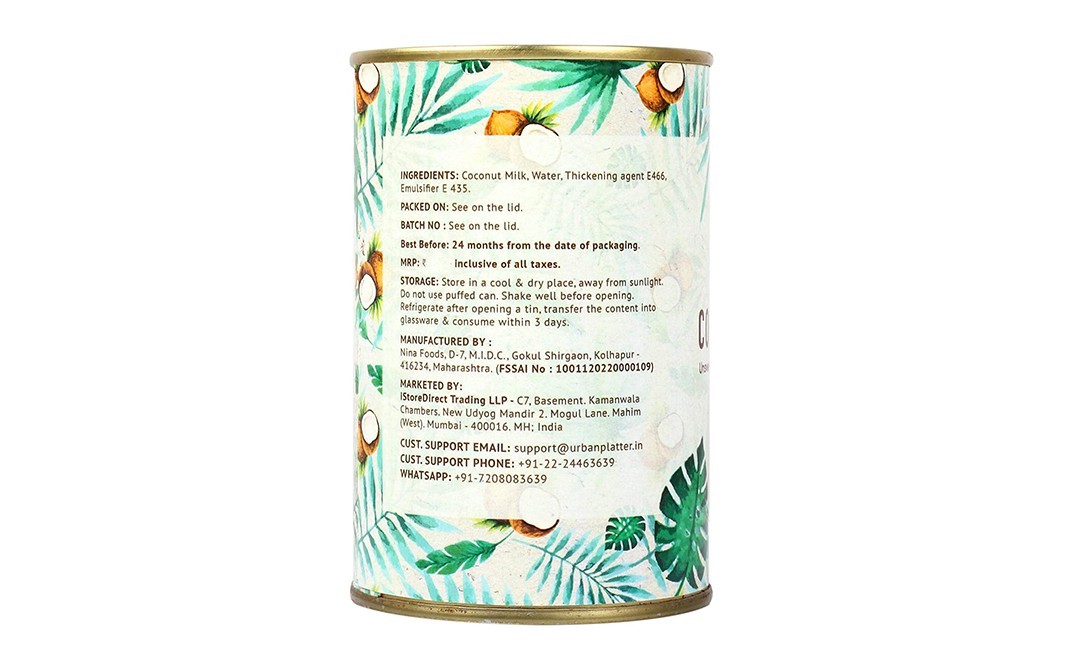 Urban Platter Coconut Cream    Tin  400 millilitre